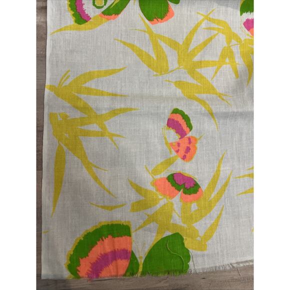 Vtg‎ Fabric Retro Mod Butterfly Neon Yellow Pink Green 45"x 54" Vibrant Bright - Picture 4 of 4